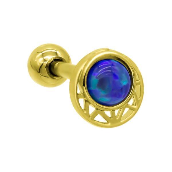 Earring Cartilage Daith Piercing Jewelry Hollow Moon Shaped Inlaid With Opal Gem