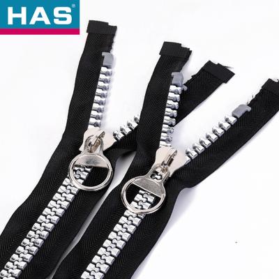 Plastique argenté Spécial Dents brillants Fermeture à glissière Accessoires de couture Fermeture à glissière en plastique