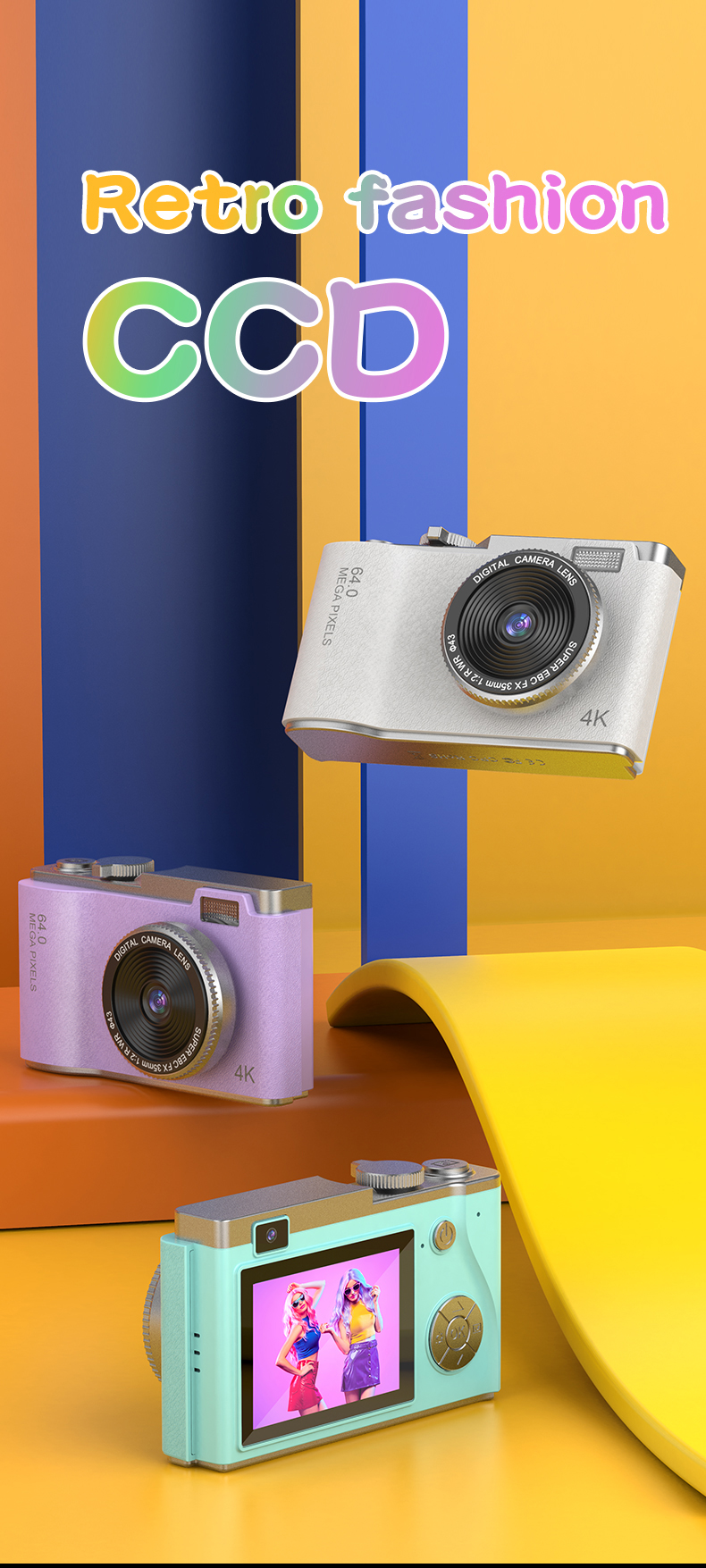 DLC 4K Ultra HD Flip Screen CCD Camera with 7.1x-16x Optical Zoom & 2.4