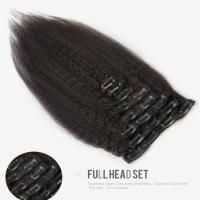 Extensiones de cabello negro natural tejido clip en largo Kinky recto ODM