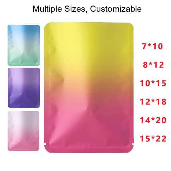 Small Matte Blind Pouch Die-Cut Open Top Aluminum Foil Mystery Bags Vibrant Gradient Packaging for Cosmetics, Toys & Lucky Draws