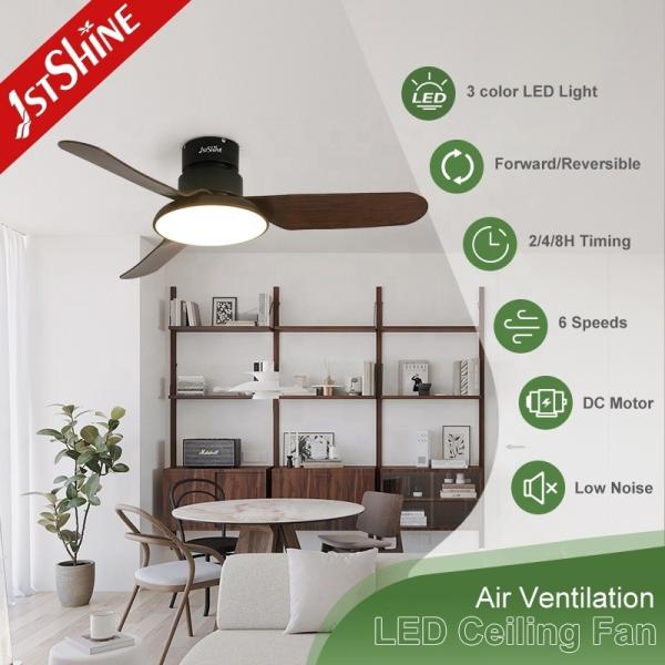 Ventilador de teto de material metálico com motor de corrente contínua de baixo ruído e iluminação LED de ar condicionado