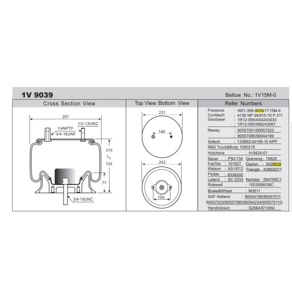 King Long Higer Bus Air Suspension Spring Assembly W01-358-9039