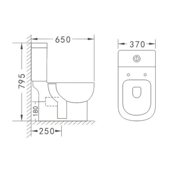 White Two Piece Toilets Easy Cleaning Washdown Toilet Bowl 370x650x795mm Orin ORE6003