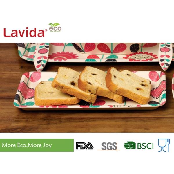 Competitive Price Reusable Customized Eco Natural Bamboo Fiber Tray Pastry Plate Melamine Bread Loaf Tray Cake Tray