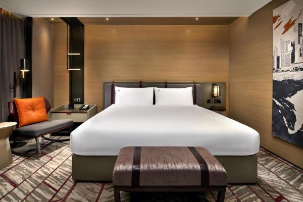 Light luxury upholstery furniture design for Hotel guset room interior fixture and HPL Laminate board table with cabinet