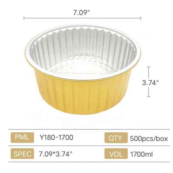 Round Gold Disposable Aluminum Foil Storage Food Container for Fresh and Tasty Meals