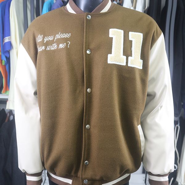 Men's Stand Baseball Jacket Double-faced Woolen Goods Varsity Jacket Custom Embroidered Chenille Patch Letterman Jacket