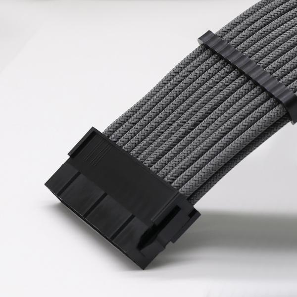 Hot Selling Arc Cable Cotton Sleeved Computer PC ATX Used Male to Female Stripped Curved Extension Cord 18AWG 300mm