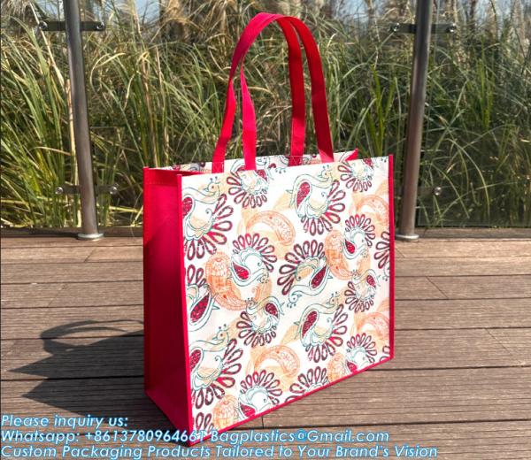 Advertise Tote Bag Customized Logo Large Capacity Rpet Laminated Tote Bag Fashion Shopping Bag Eco-Friendly Cartoon Non Woven Shopping Bag Lightweight Rept Tote Laminated Handled Bag
