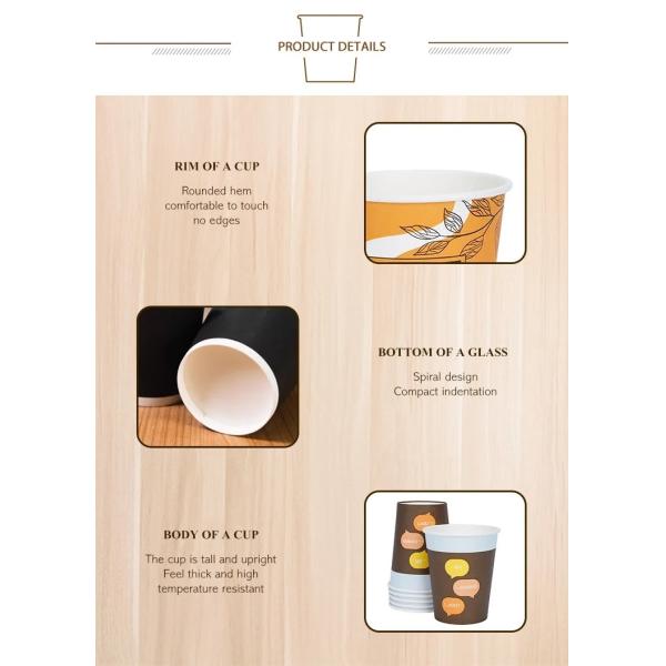 8-16oz Compostable Customized Logo Tea Cup with Plastic Free Paper Cup and Custom Logo