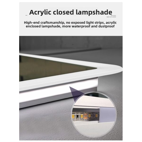 Luxury LED Bath Mirror Touch Switch Premium Modern Rectangular Square Design for Elegant Hotels Apartments Villas Hot Selling
