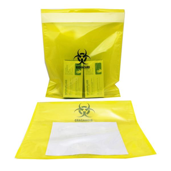 Specimen Bio Waste Disposal Bags Yellow Medical Blood Sample With Document Pouch