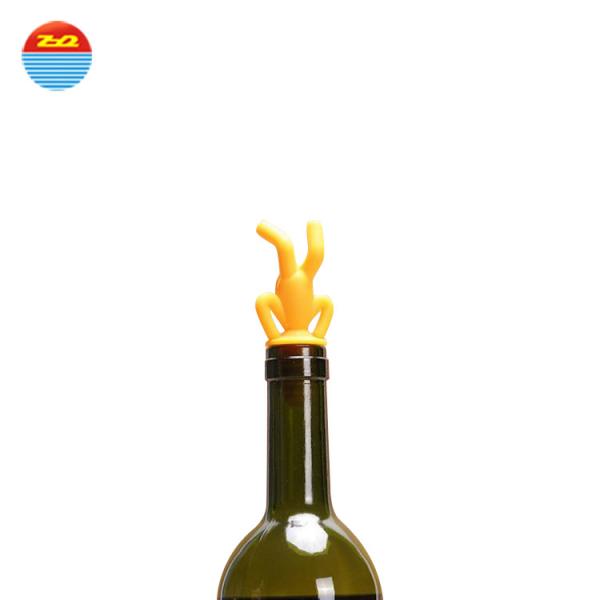 Non Spill Silicone Bar Accessories Decorative Wine Bottle Corks With Holder