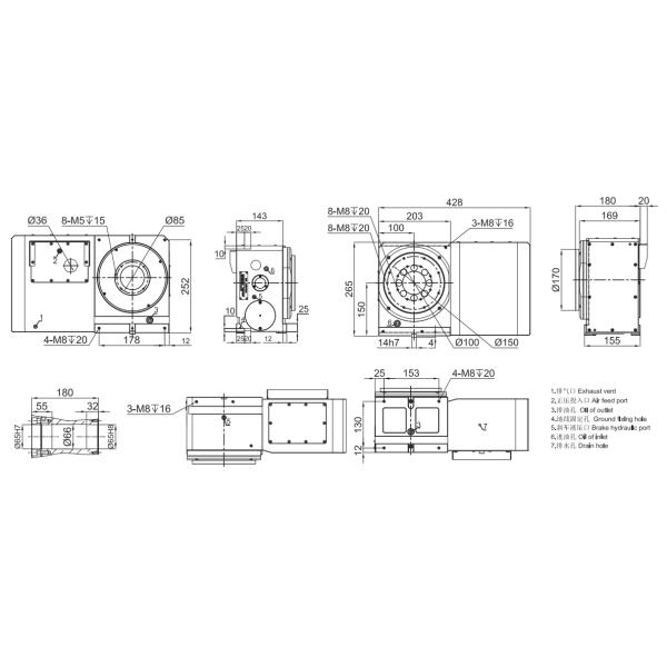 CNC 170mm Fourth Axis Rotary Table Repeatability 4 Sec
