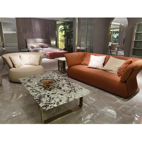 Polyester Fabric Leather Living Room Sofas Multi Functional Three Person Leather Sofa