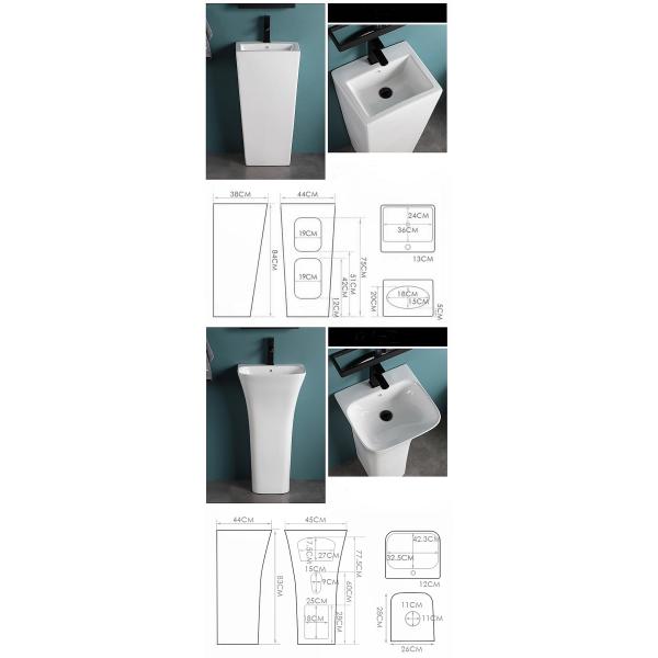 Ceramic Pedestal Free Standing Wash Basin Multiple Shape OEM ODM