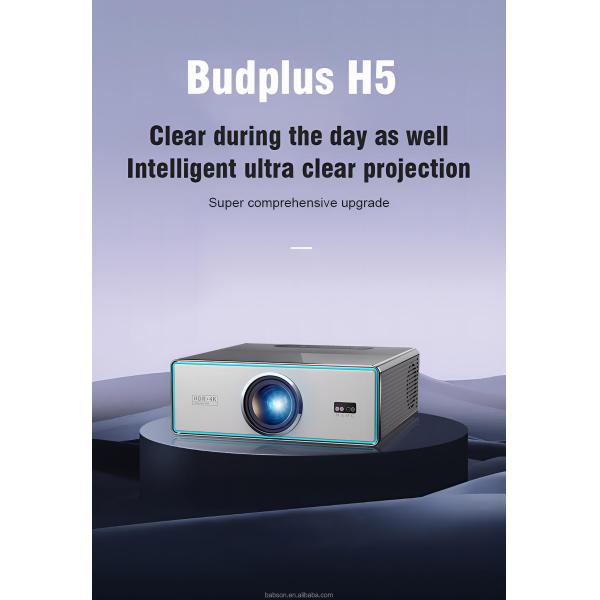 Budplus H5 4Android 9 Smart Home Theater Projector with 20000 Lumen LED Lamp 4K 1080P WiFi Remote 2G RAM for Movie Playback