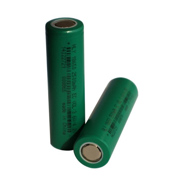 Recyclable 3.6 Volt 2500mah 18650 Battery Rechargeable High Energy Density