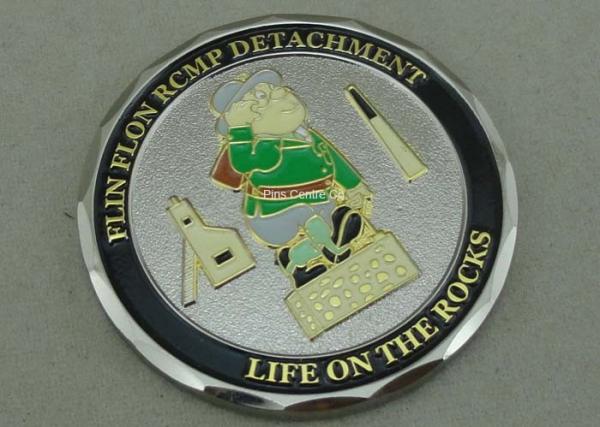 Zinc Alloy Personalized Coins , Diamond Cut Edge Army Coin Double Tones Plating