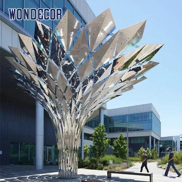 Large 3D Outdoor Stainless Steel Sculpture Garden Decoration Abstract Geometric Tree