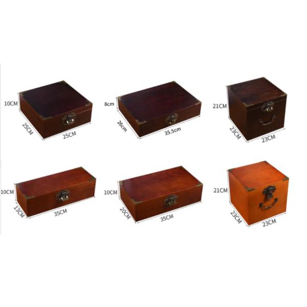 Customized Logo Acceptable Vintage Style Wooden Jewelry Gift Box with Lock and Key