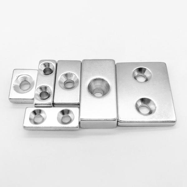 10000 Gauss N52SH Strong Block Magnet with 2 Countersunk Holes Neodymium NdFeB Material