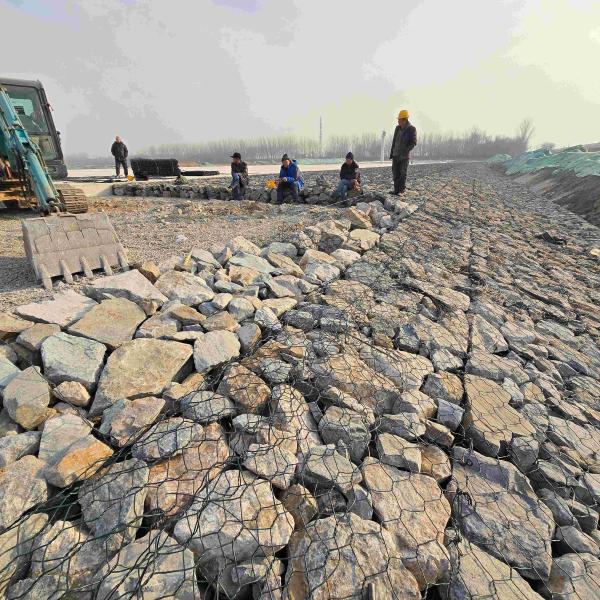 Hot Galvanized Gabion Basket Stone Cage for River Bank Protection Easily Assembled