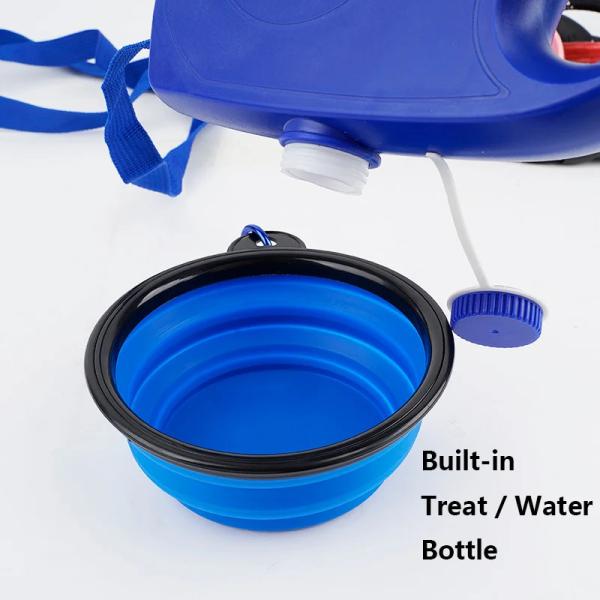 Blue Orange Dog Leash Water Bowl Retractable Nylon Dog Lead With Water Bowl