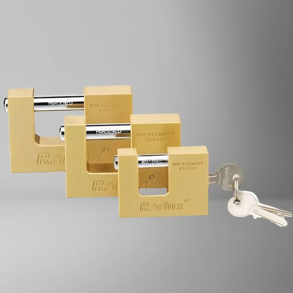 Rarlux 50-90mm High Security SOLID PADLOCK Shackle in Chrome Plated Best Padlock Brass Rectangular Padlock