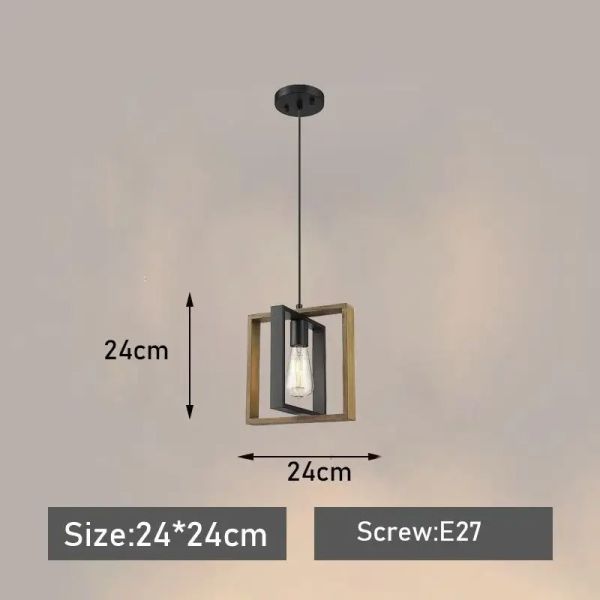 Solid Wood Iron Hanging Lamp Vintage Industrial Style Pendant Light (WH-VP-373)
