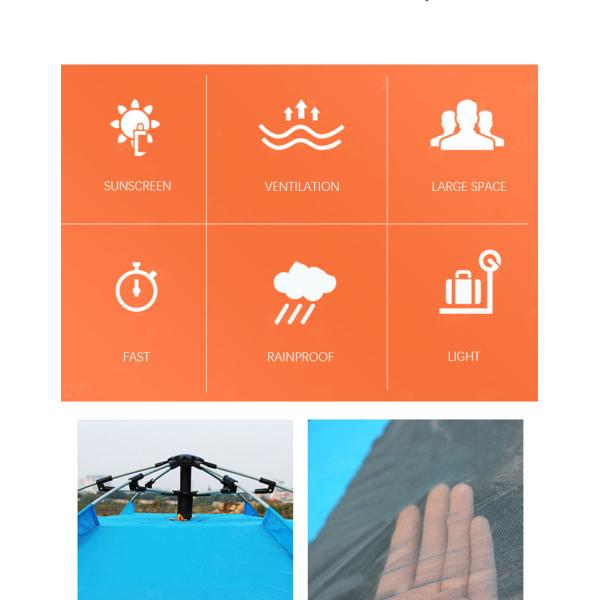 7.3m2 270x270x155cm 1000-1500 Mm Oxford Waterproof Camping Tent Automatic