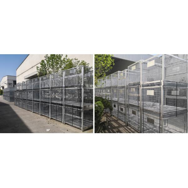 A50: Almacenamiento apilables y plegables de malla de acero paleta de alambre jaula contenedor para paletas de malla de alambre en la caja de trabajo