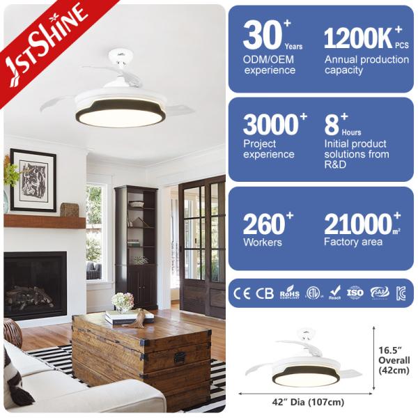 Modern Retractable DC 65W Smart Ceiling Fan Light Dimmable 6 Speed