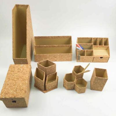 Artigos de papelaria Cork Waterproof Tearproof de ISO9001 Cork Desk Organizer Set Office