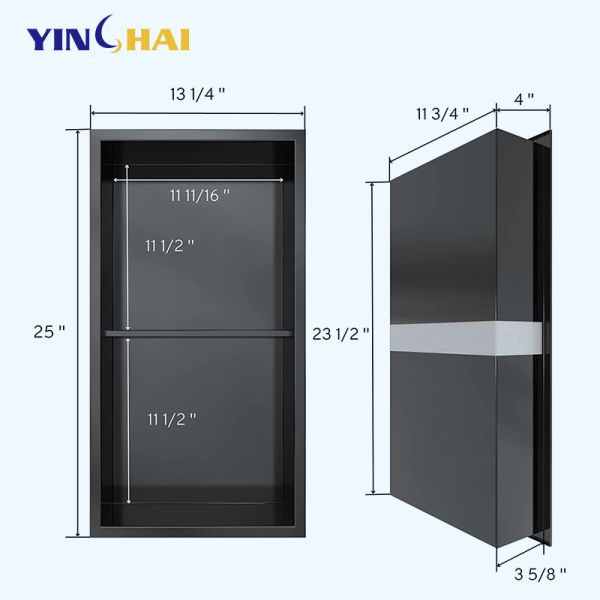 Home Bathroom 304 Stainless Steel Recessed Shower Shelf Customization Rustproof