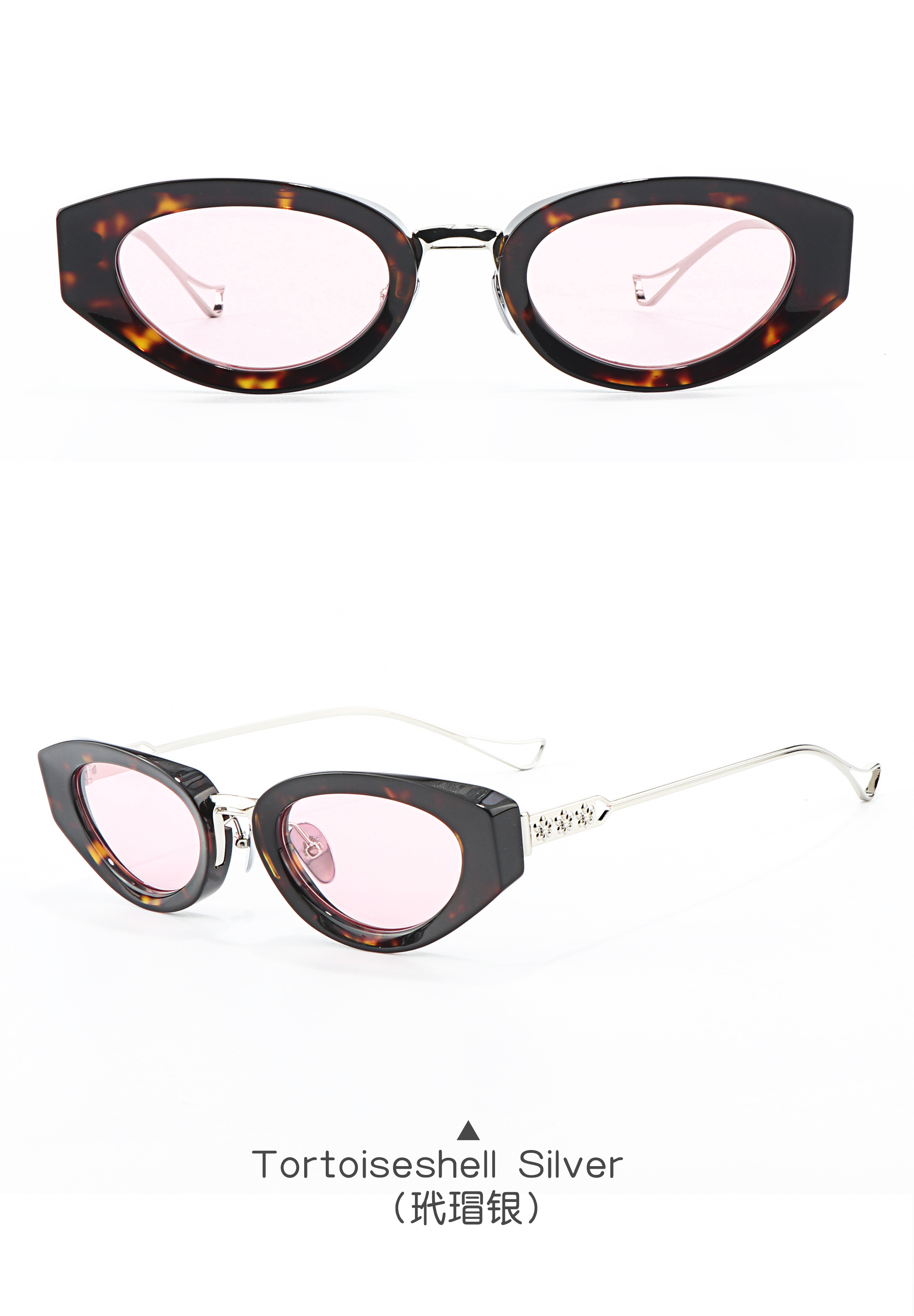 Fashion Cat Eye UV400 Protection Acetate Frame with Metal Embellishment Bulk Supplier Brand High-quality Sunglasses for Women