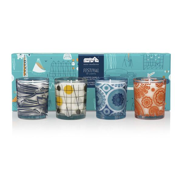 4pk 100% paraffin wax scented & printed craft glass candle packed into gift box