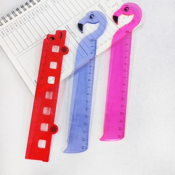 Creative stationery wholesale OEM high quality 15CM school gifts bus shape plastic ruler
