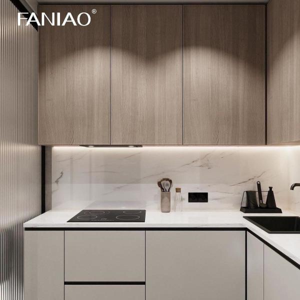 Projeto de gabinete de cozinha de mini-cozinha de melamina para gabinete de apartamento de cozinha de hotel