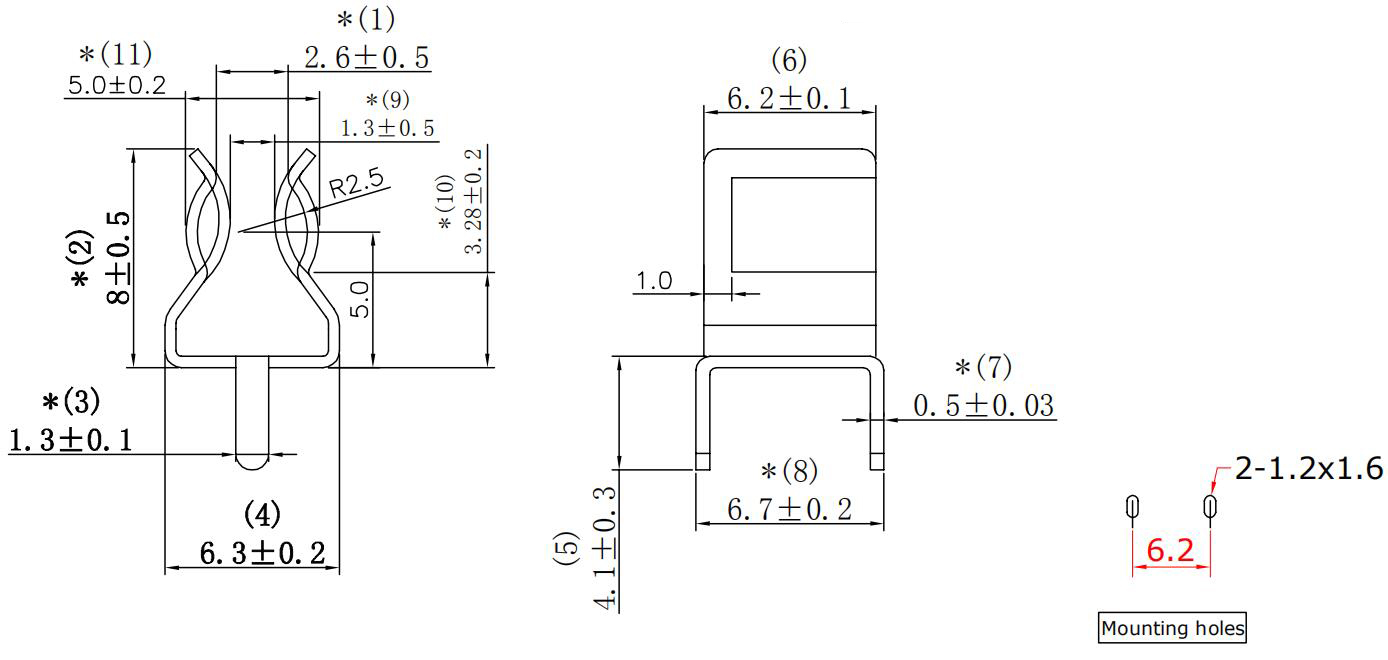 контакты предохранительного патрона PCB 5x20mm