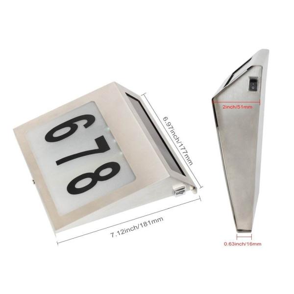 High Luminous Flux Solar Number Light Address Sign Doorplate Lighting for Outdoor Wall
