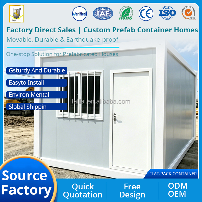20ft Container House Prefab Flat Pack Container House Portable Detachable Container House Construction Site  Container Office