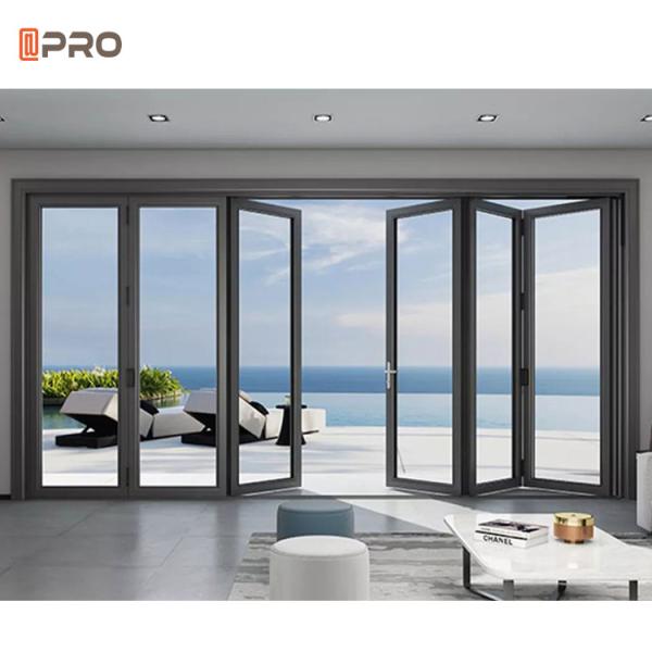 APRO Customized Waterproof Exterior Aluminum Accordion Doors Glass Bifold Doors Patio Bi Folding Door