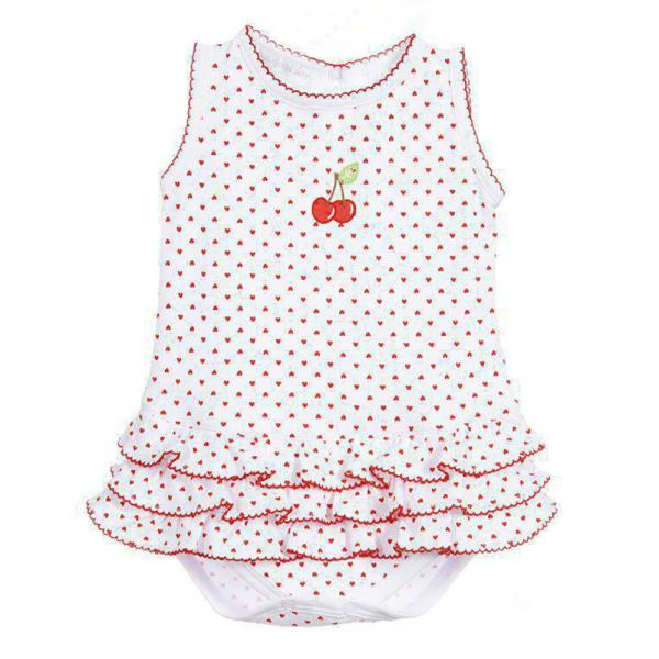 Boutique Baby clothes summer cute bodysuit ruffle bottom love printing and cherry embroidery baby girl romper
