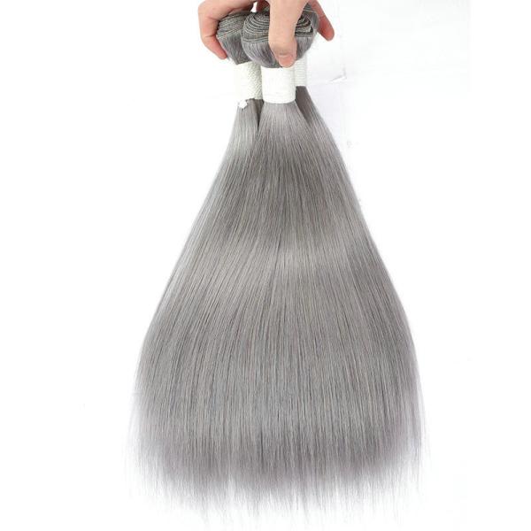 Indian Virgin Raw Cuticle Aligned Grey Grade 10A Human Hair Bundles from India Vendor