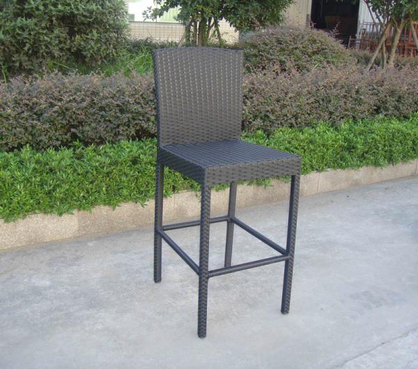 Hand-Woven Grey Rattan Bar Set , Resin Wicker Patio Bar Furniture