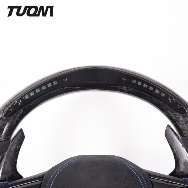 Leather Led Volkswagen Carbon Fiber Steering Wheel With Stripe 350mm