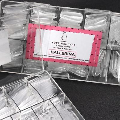 SAGALAGA Clear Matte Nail Extension Tips with Customized Box Soft Gel Tips in Different Sizes and 50 boxes Accepted