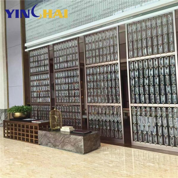 Disassembly Stainless Steel Screen Partition Luxury Crystal Glass Metal Room Divider Panels